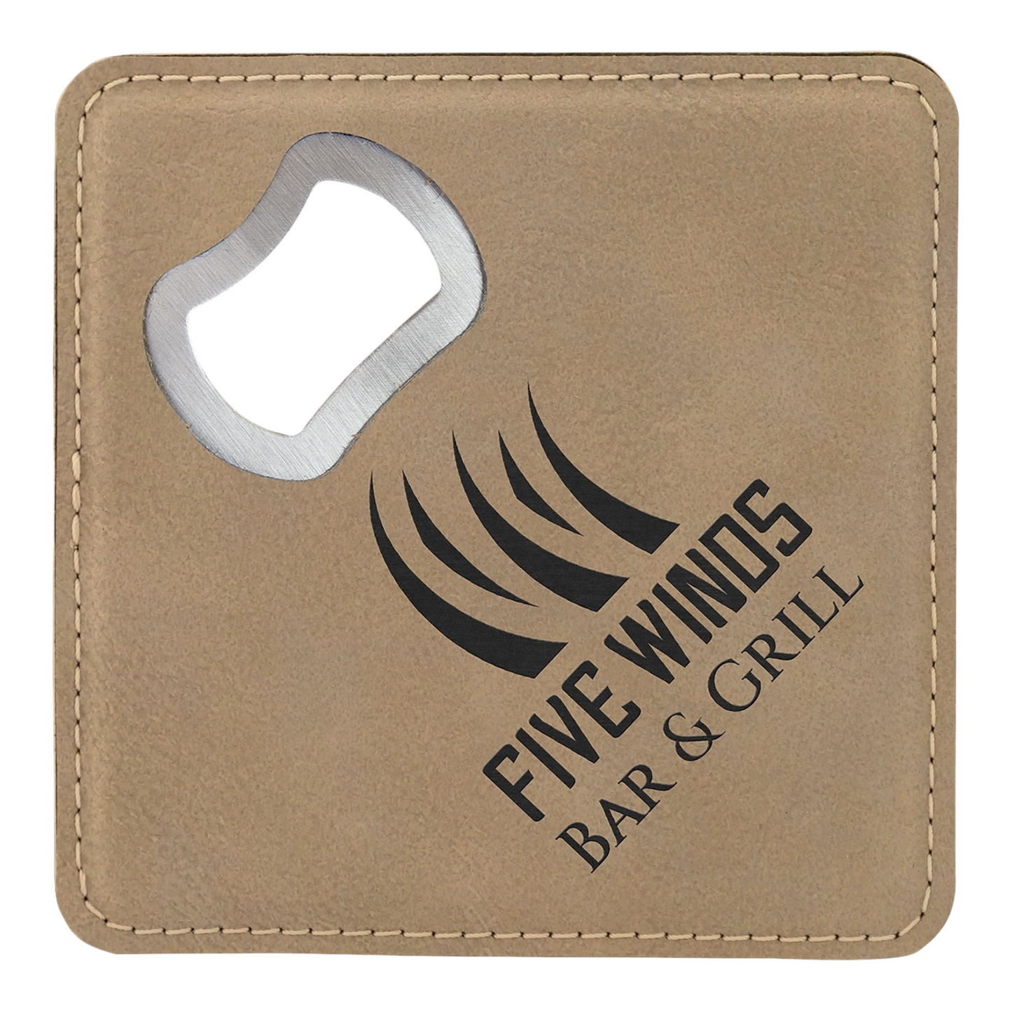Your Logo on Square Leatherette Bottle Opener Coaster