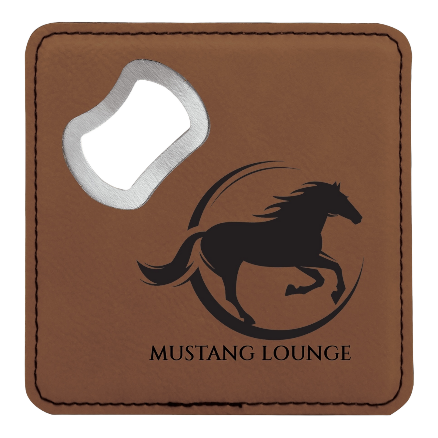 Your Logo on Square Leatherette Bottle Opener Coaster