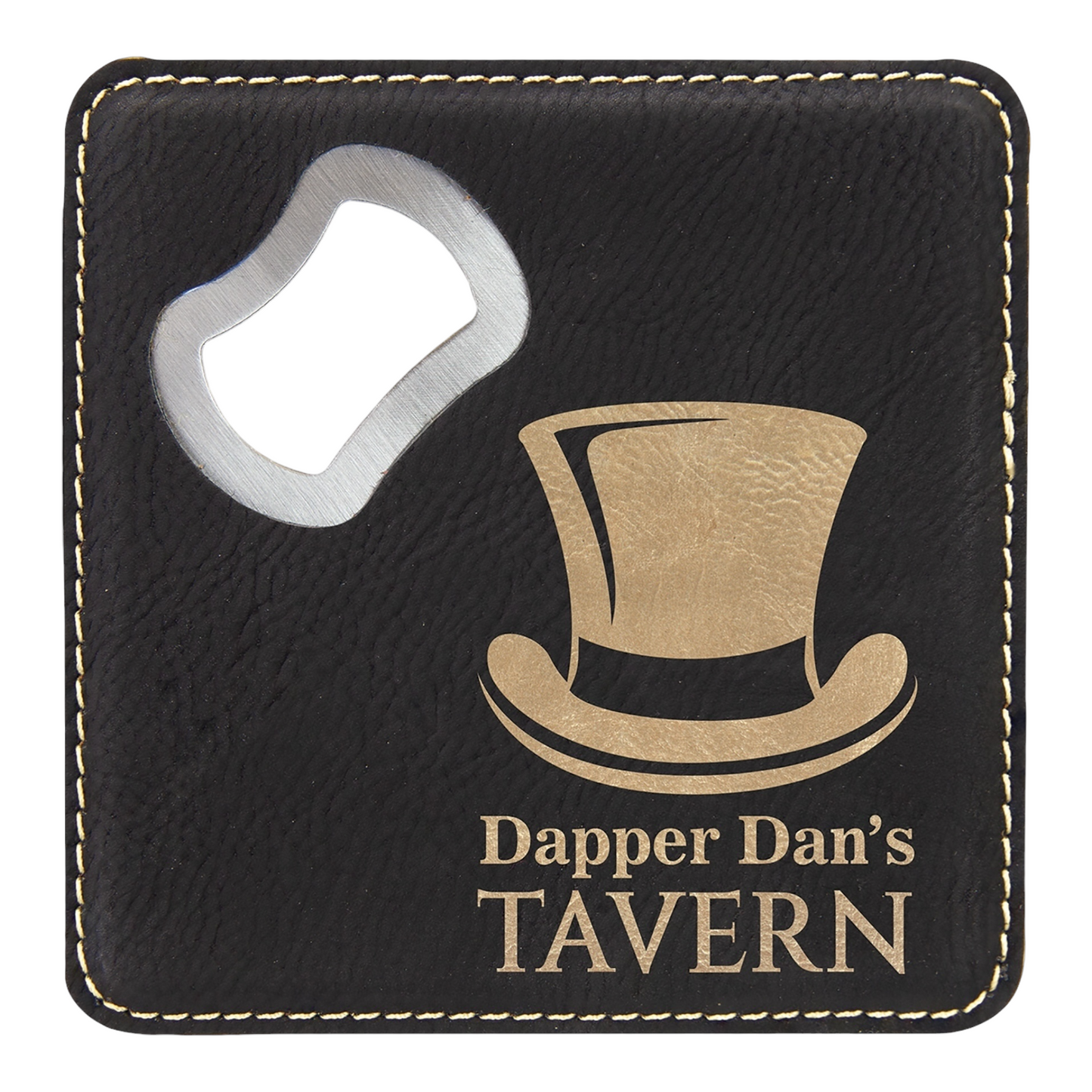 Your Logo on Square Leatherette Bottle Opener Coaster