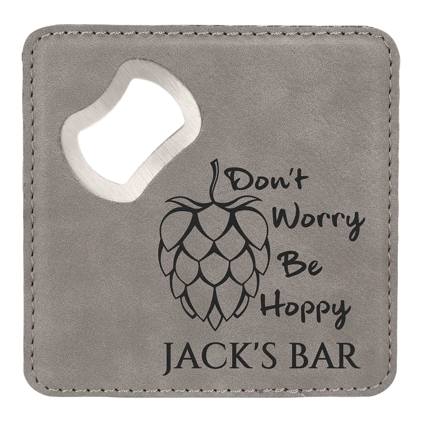 Your Logo on Square Leatherette Bottle Opener Coaster