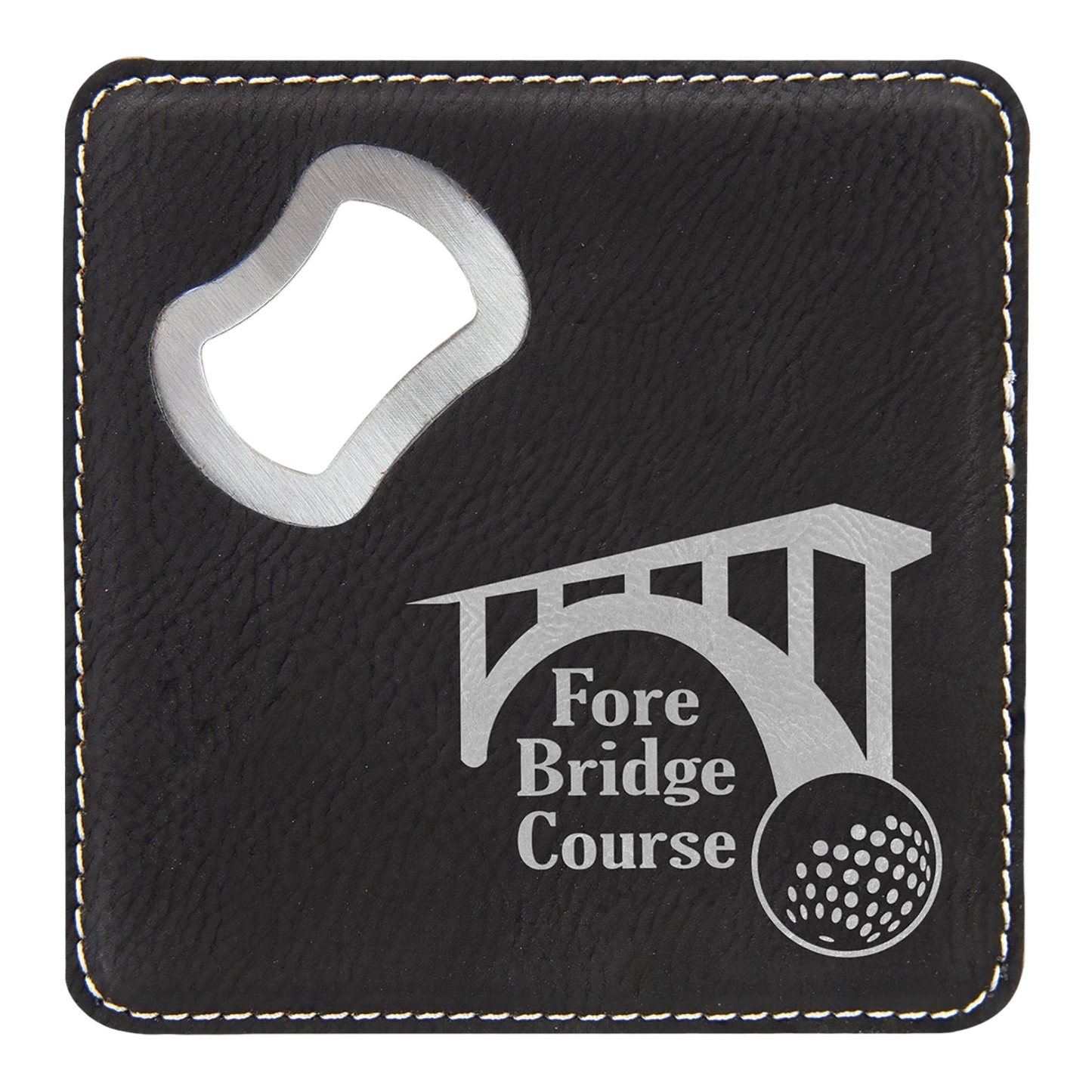 Your Logo on Square Leatherette Bottle Opener Coaster