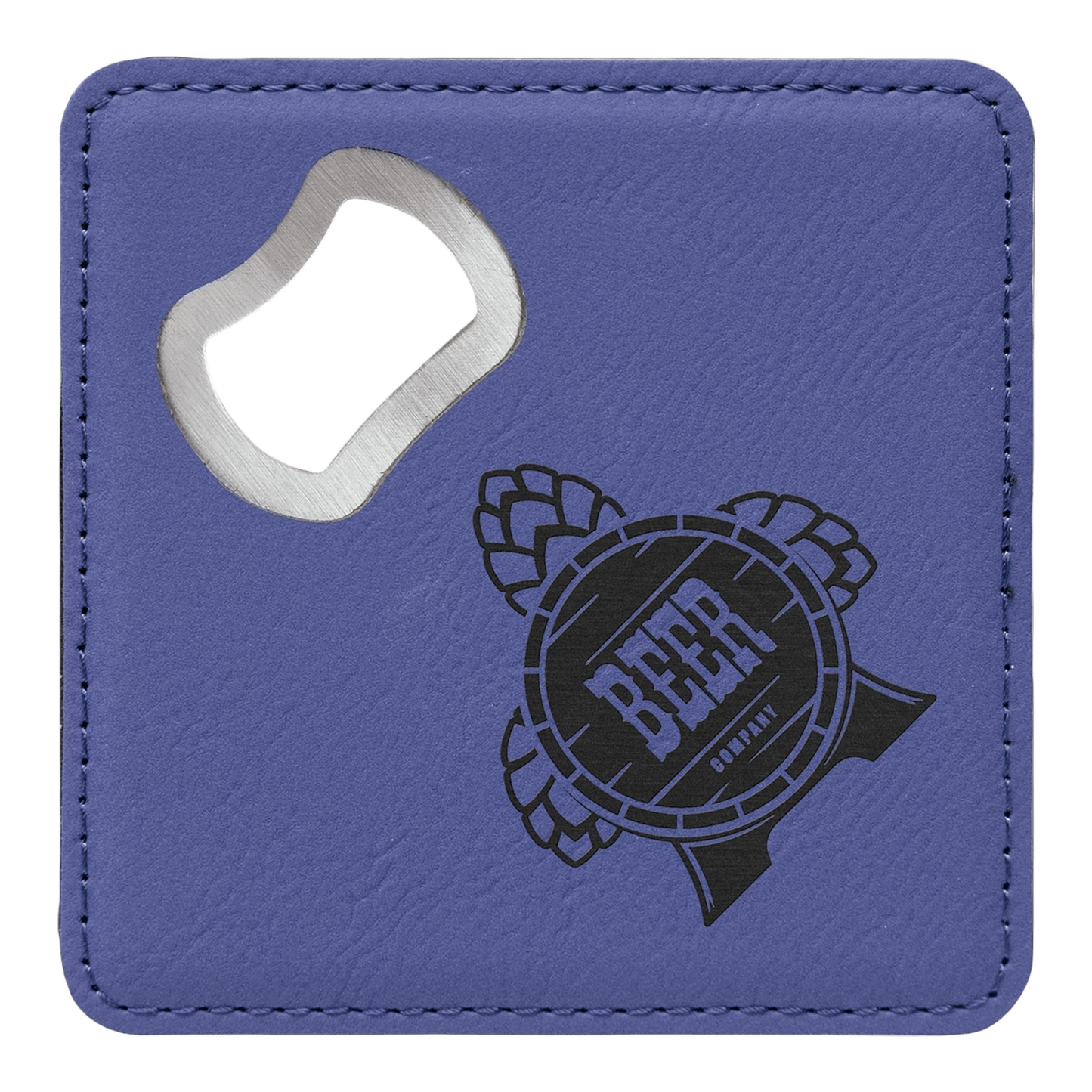 Your Logo on Square Leatherette Bottle Opener Coaster