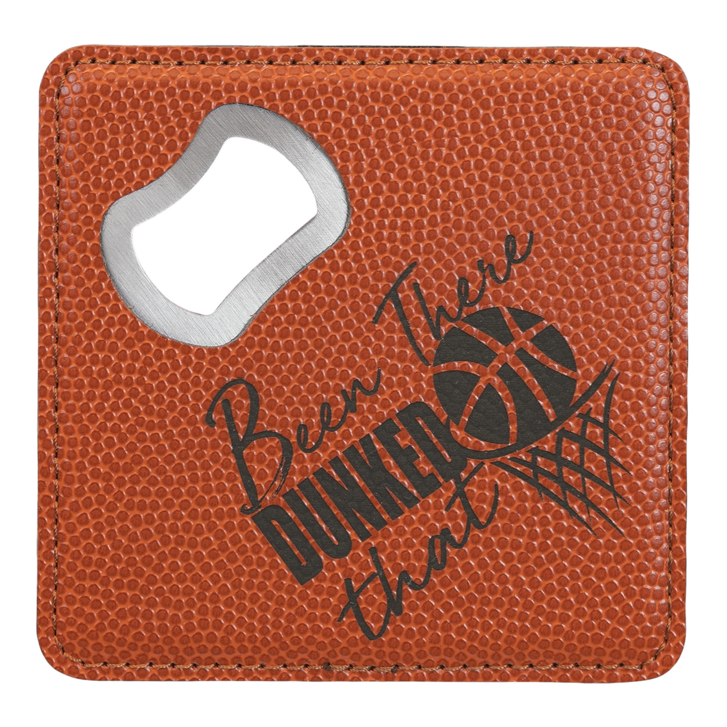 Your Logo on Square Leatherette Bottle Opener Coaster