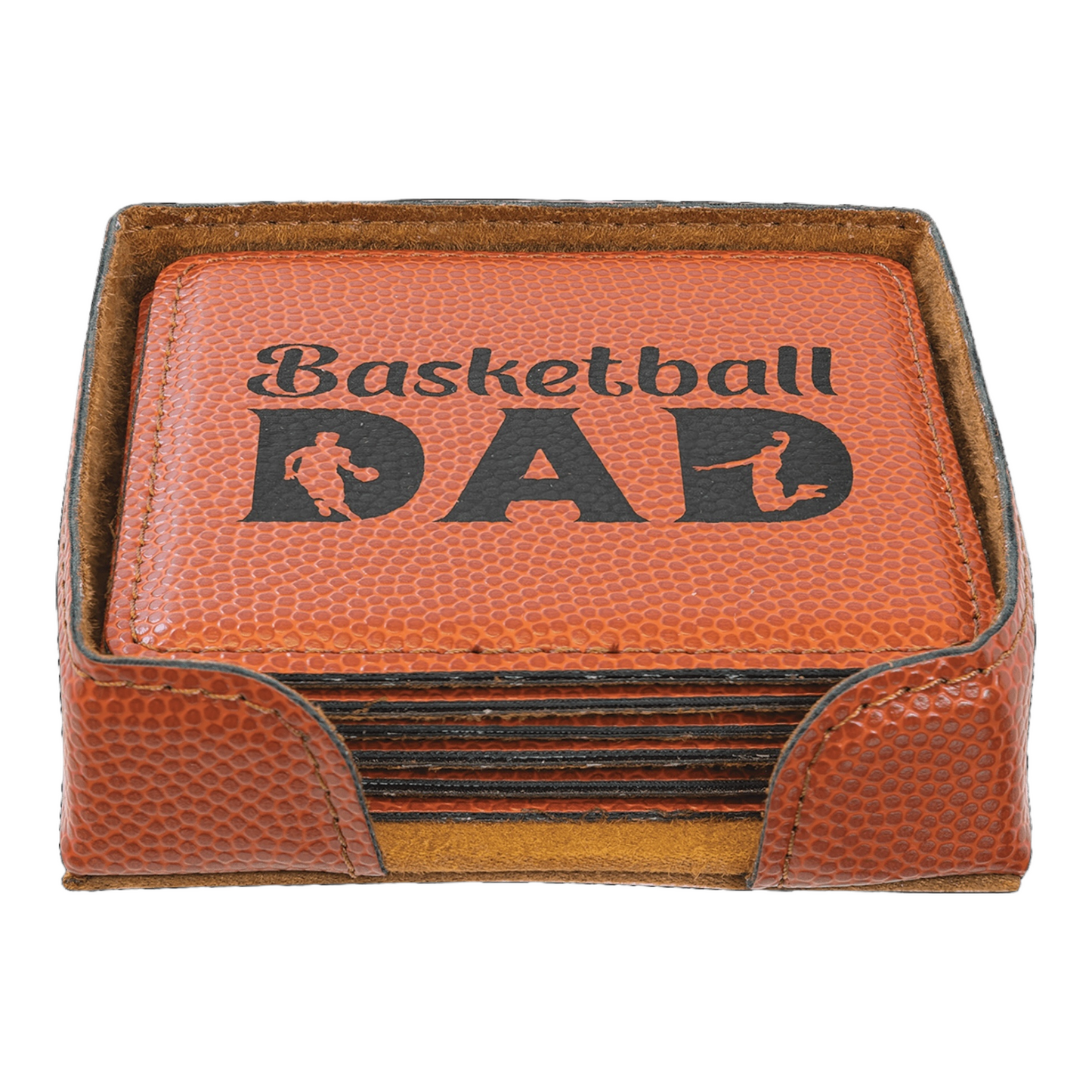 Your Logo on Square Leatherette 6 Coaster Set with Holder