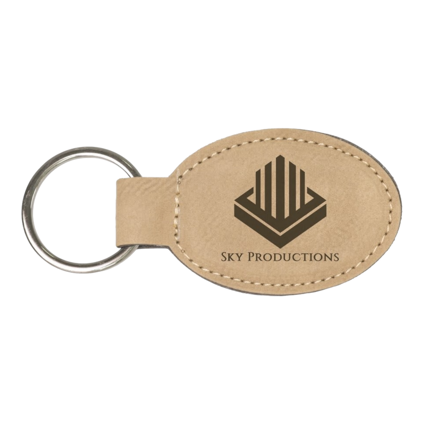 Your Logo on Oval Leatherette Keychain