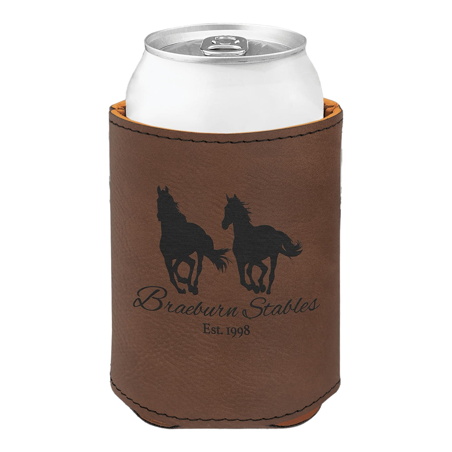 Your Logo on 12oz Can Cooler Leatherette Beverage Holder
