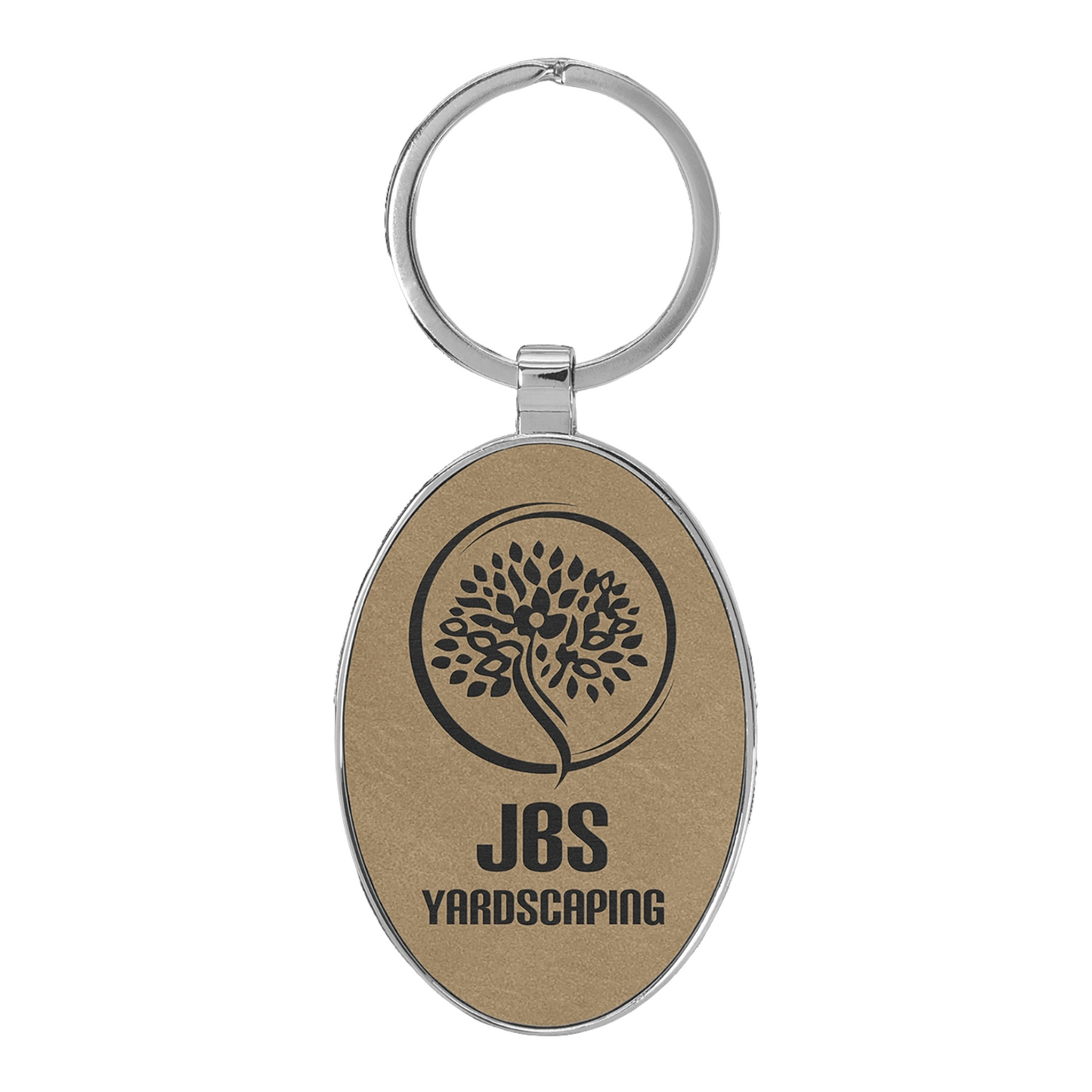 Your Logo on Metal Oval Leatherette Keychain