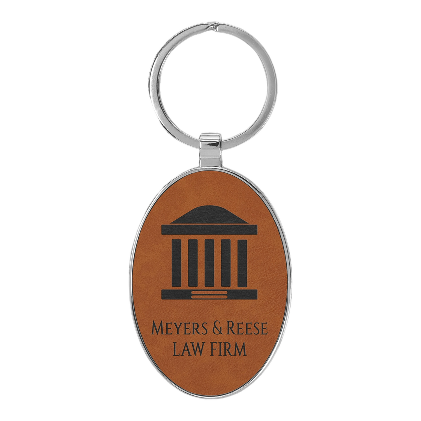 Your Logo on Metal Oval Leatherette Keychain