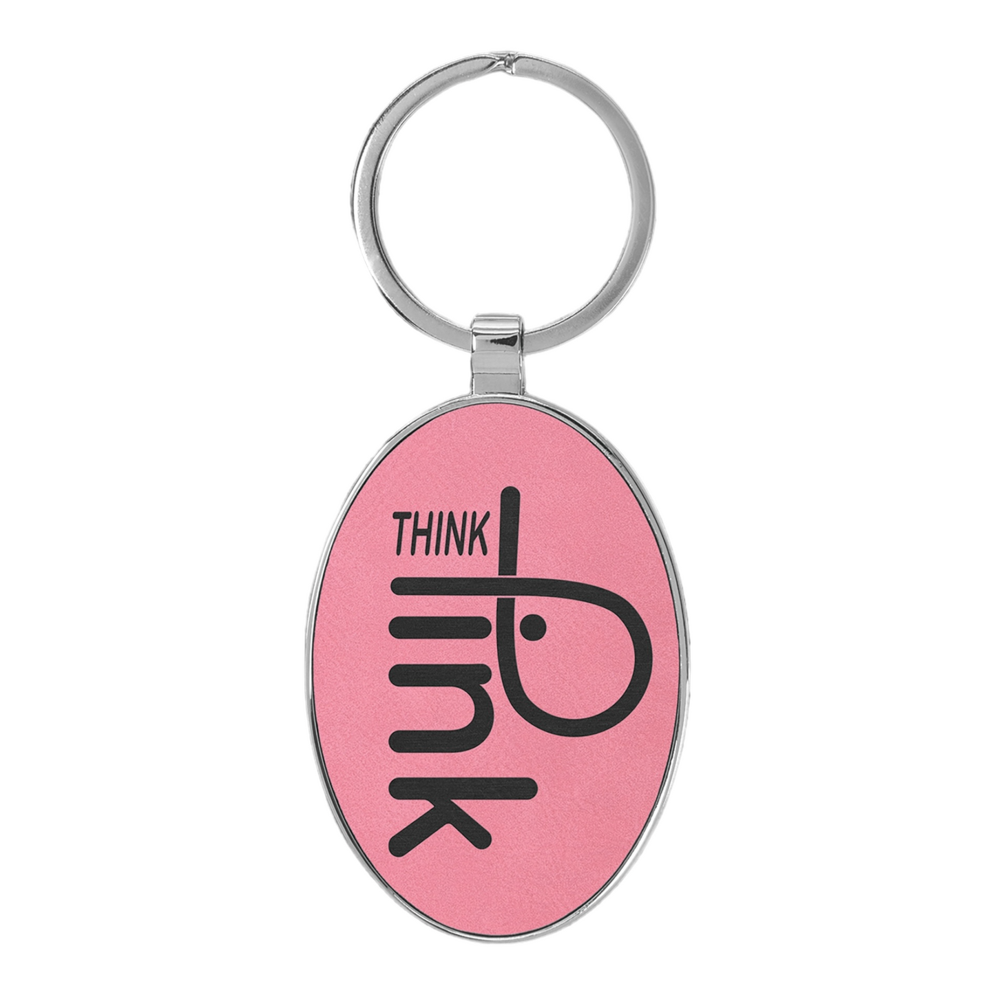 Your Logo on Metal Oval Leatherette Keychain