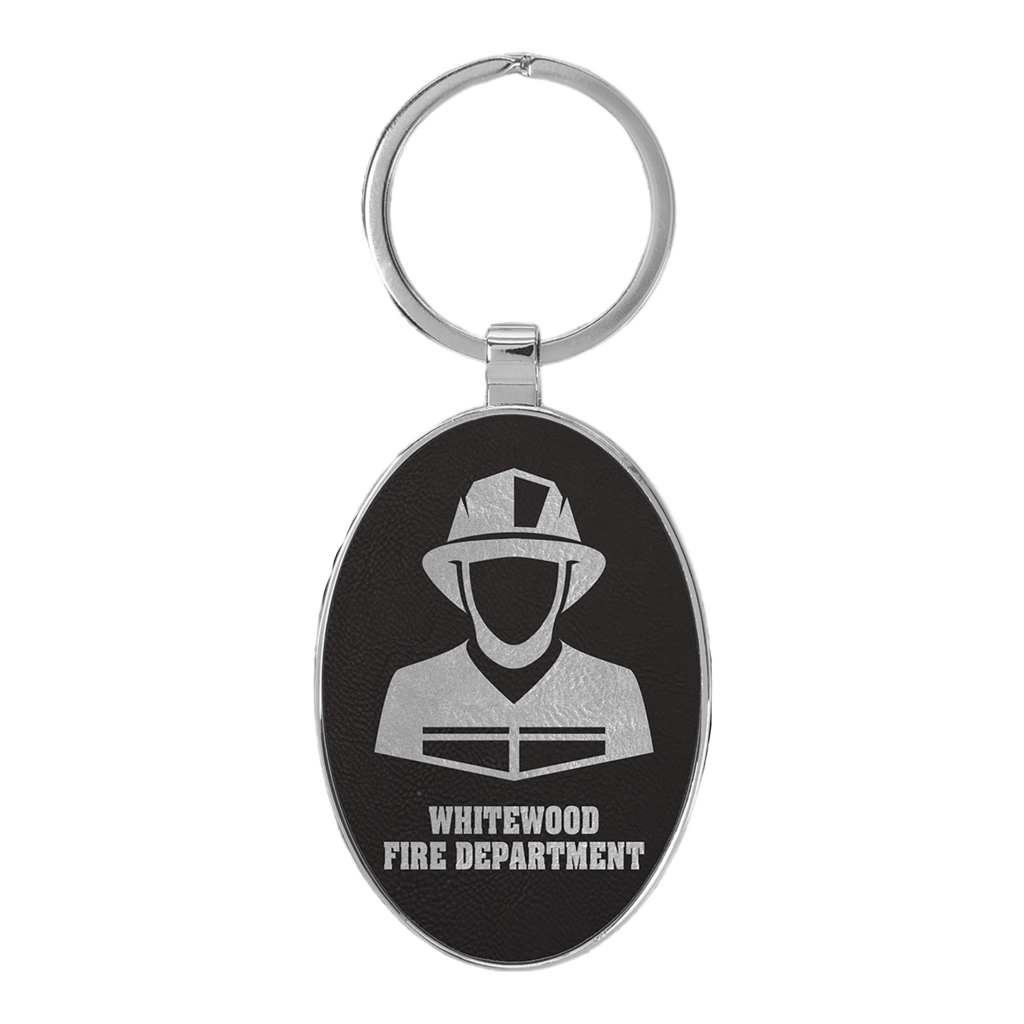 Your Logo on Metal Oval Leatherette Keychain
