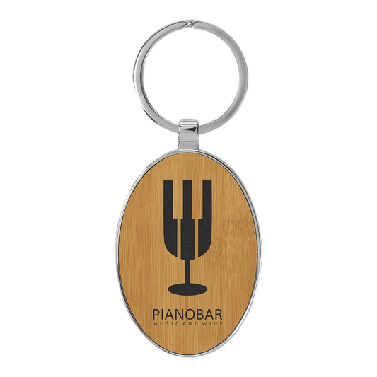 Your Logo on Metal Oval Leatherette Keychain