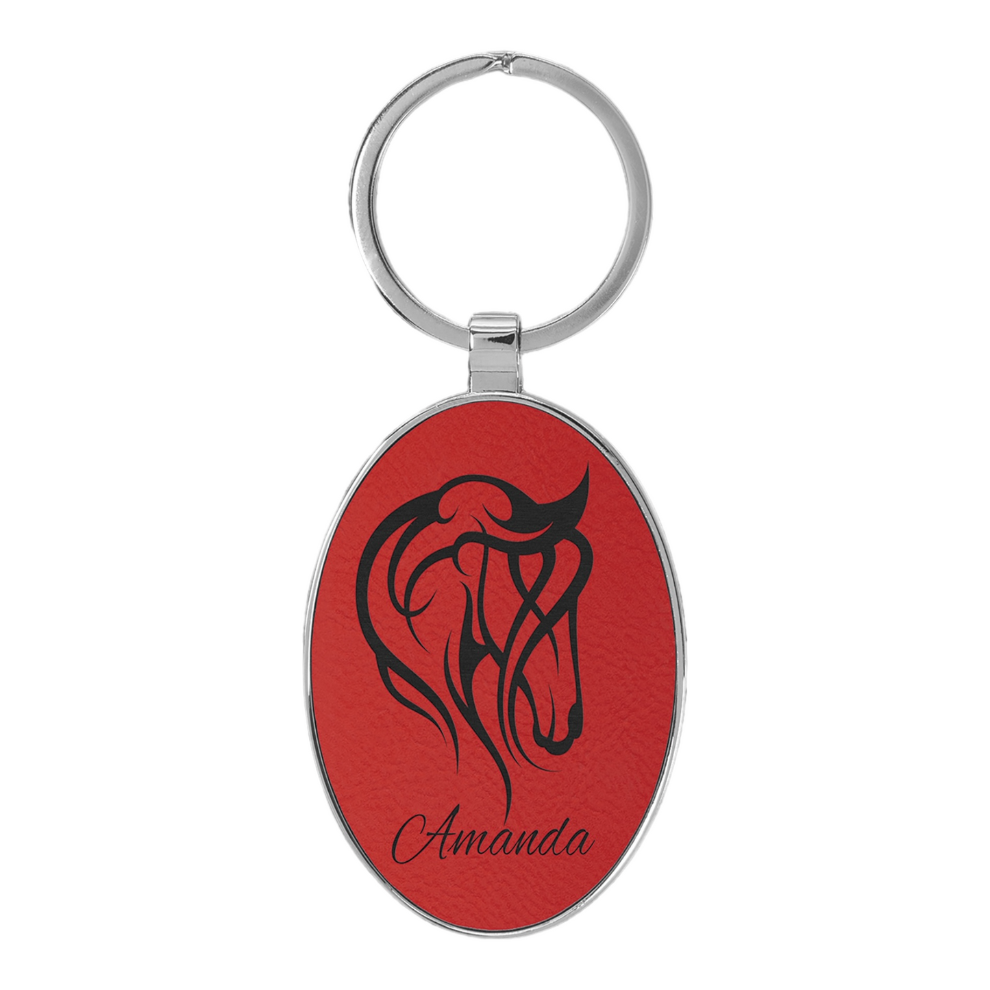 Your Logo on Metal Oval Leatherette Keychain