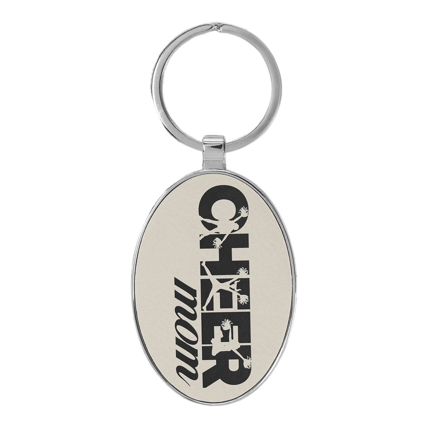 Your Logo on Metal Oval Leatherette Keychain