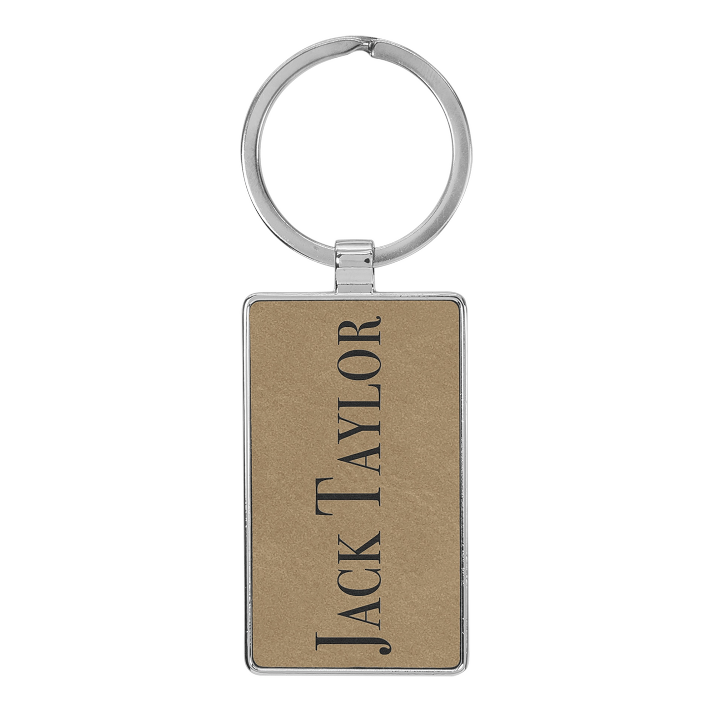 Your Logo on Metal Rectangle Leatherette Keychain