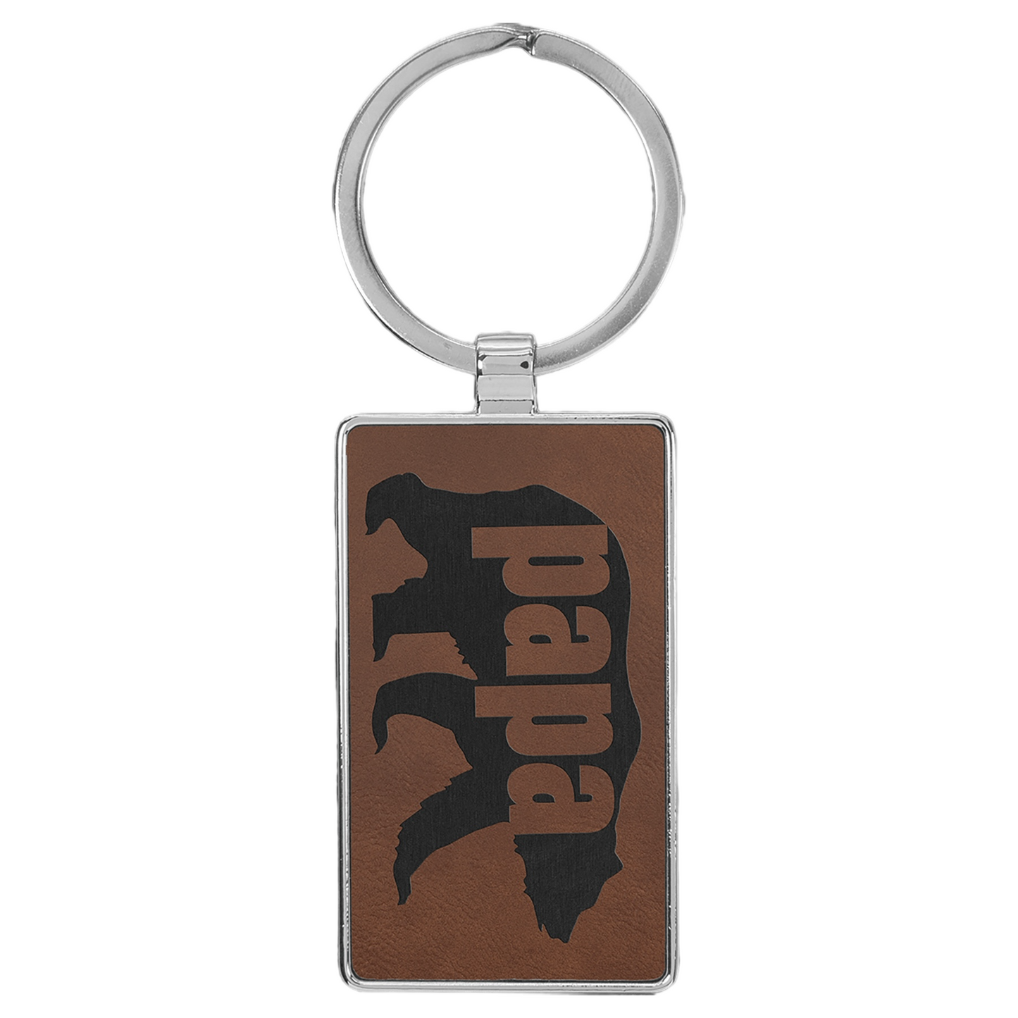 Your Logo on Metal Rectangle Leatherette Keychain
