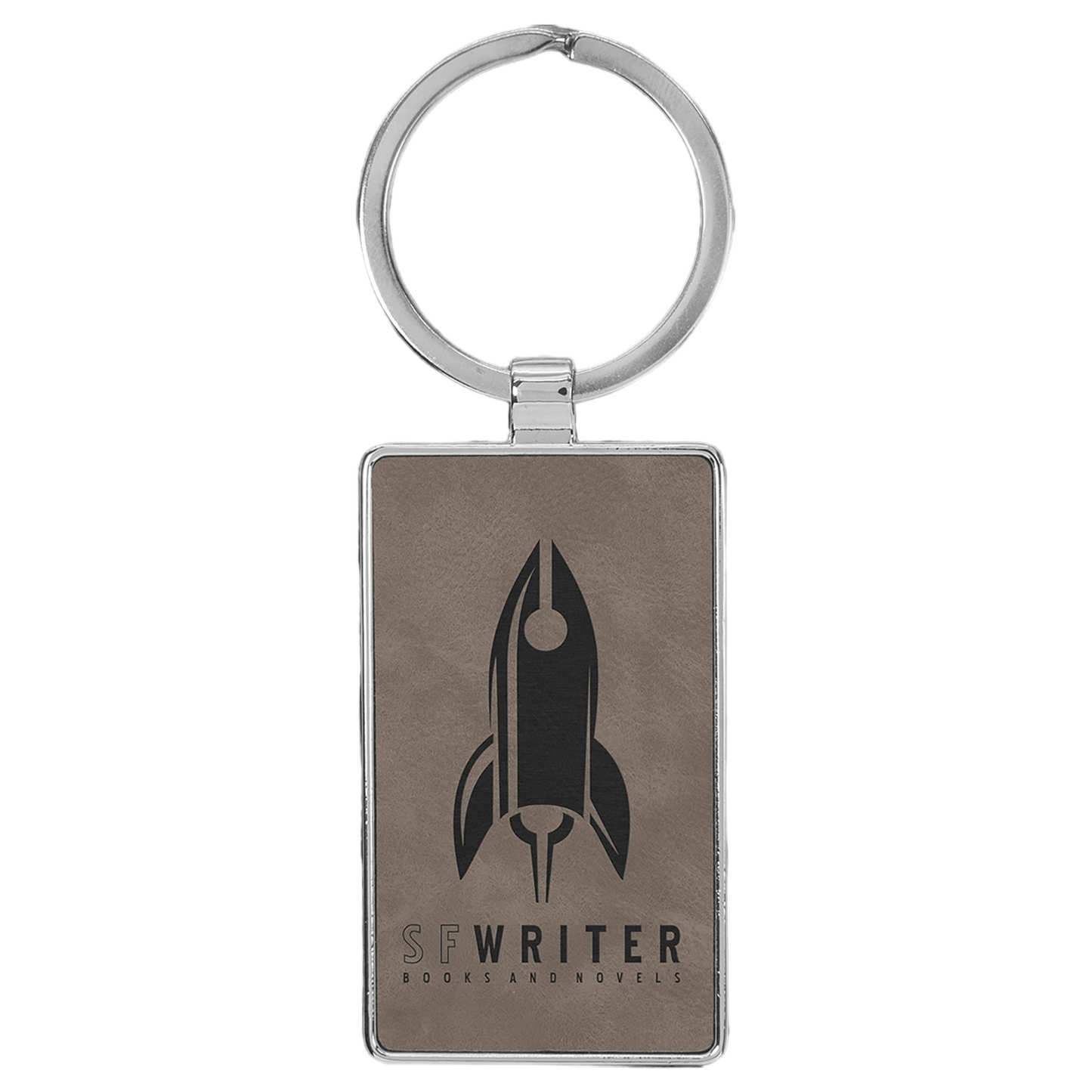 Your Logo on Metal Rectangle Leatherette Keychain