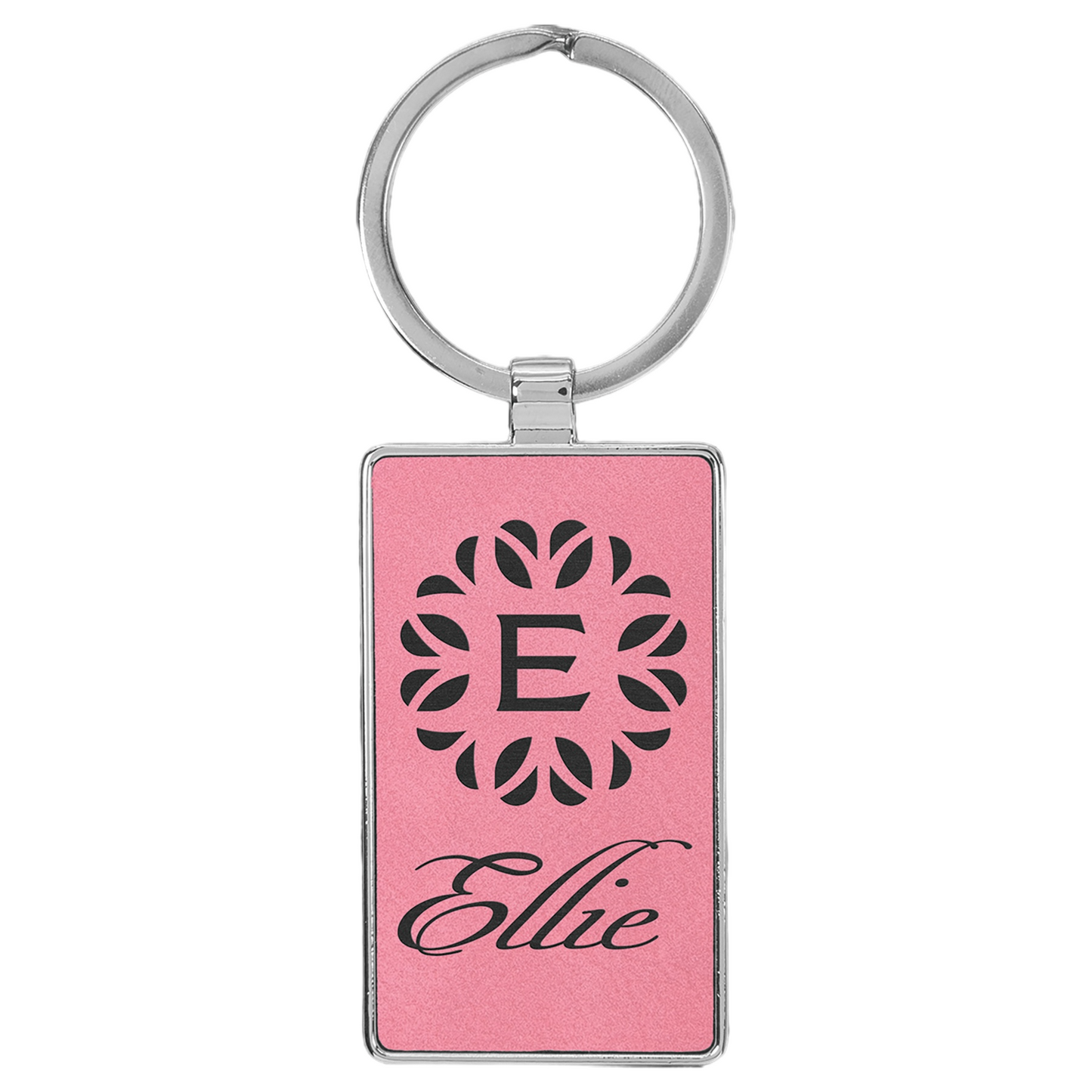 Your Logo on Metal Rectangle Leatherette Keychain