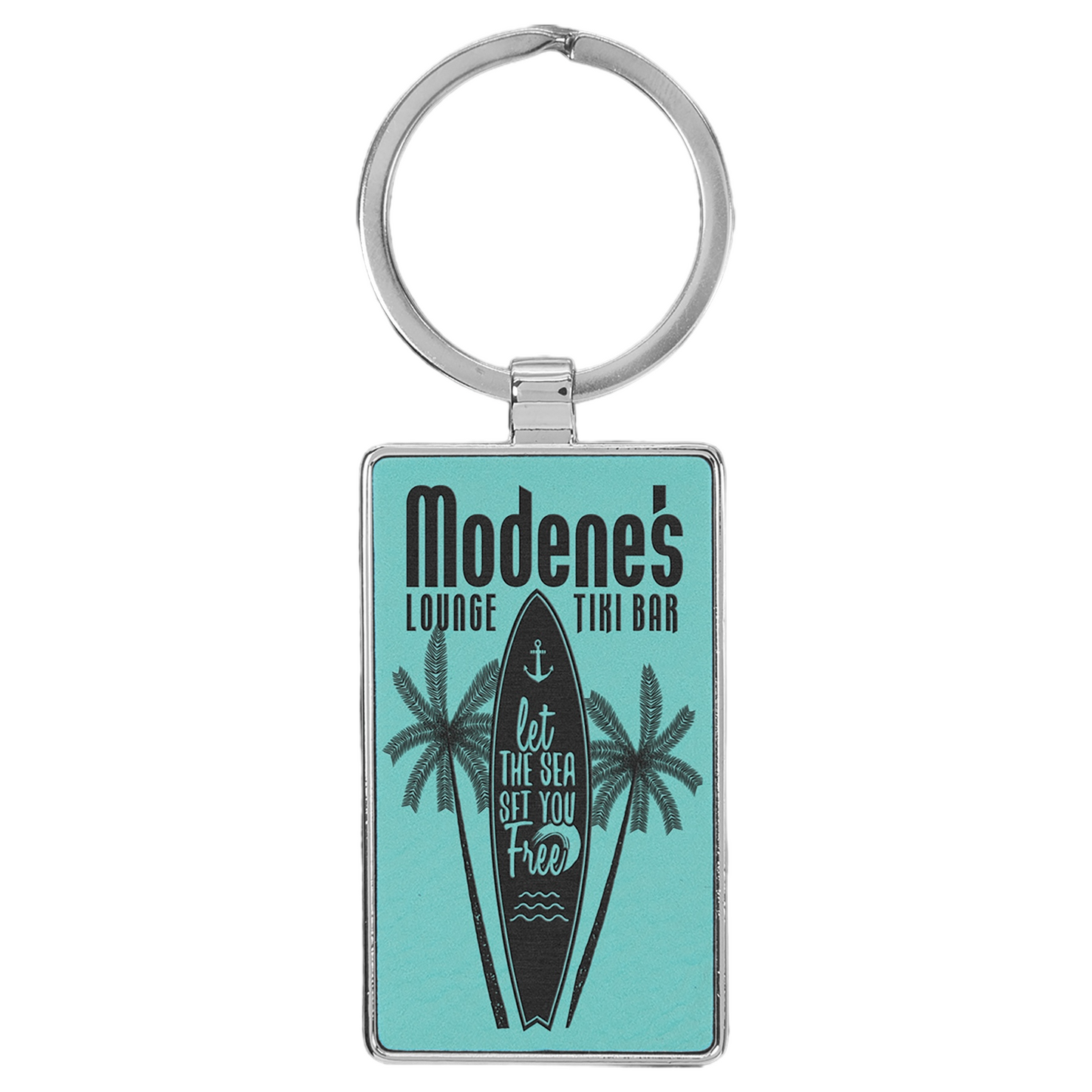 Your Logo on Metal Rectangle Leatherette Keychain