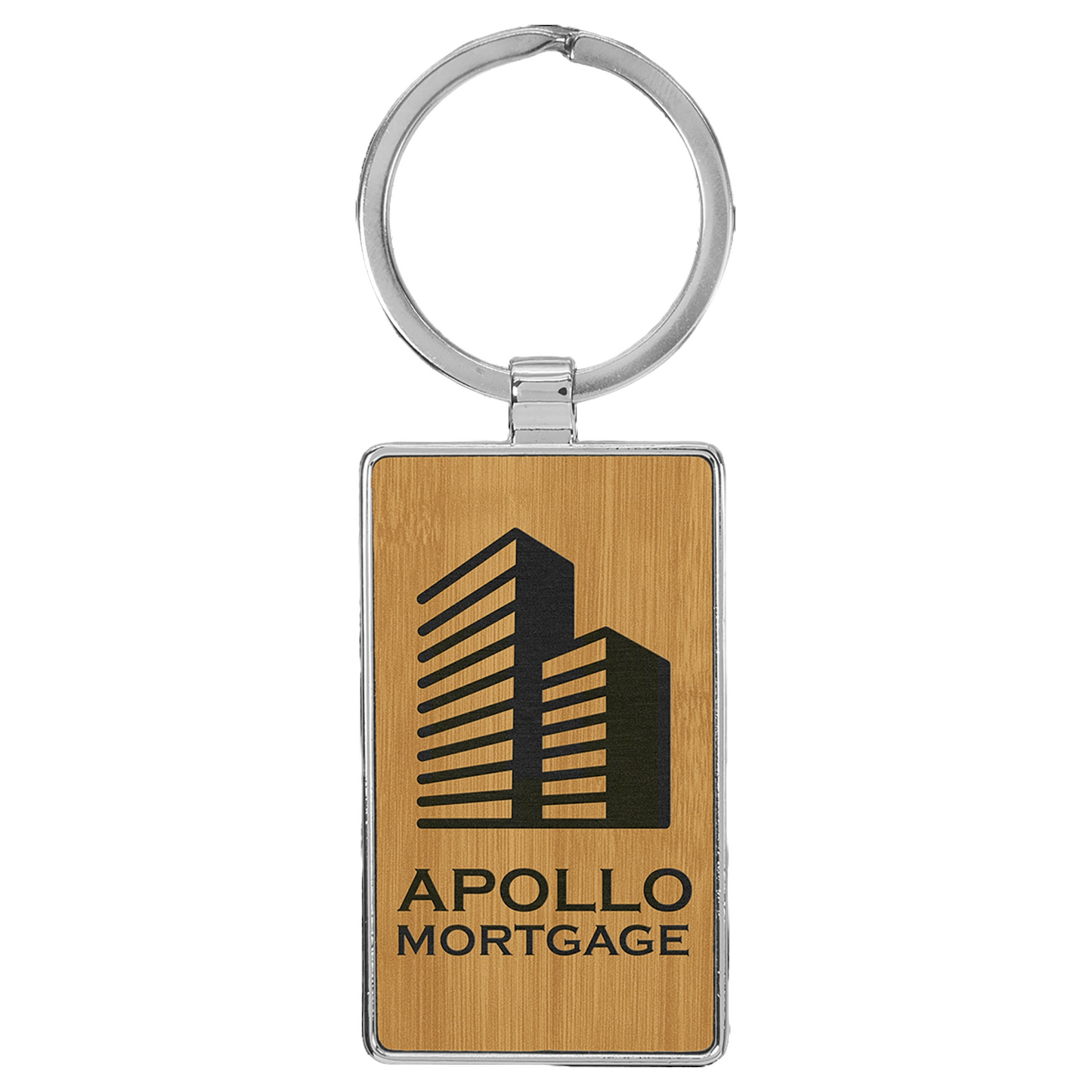 Your Logo on Metal Rectangle Leatherette Keychain