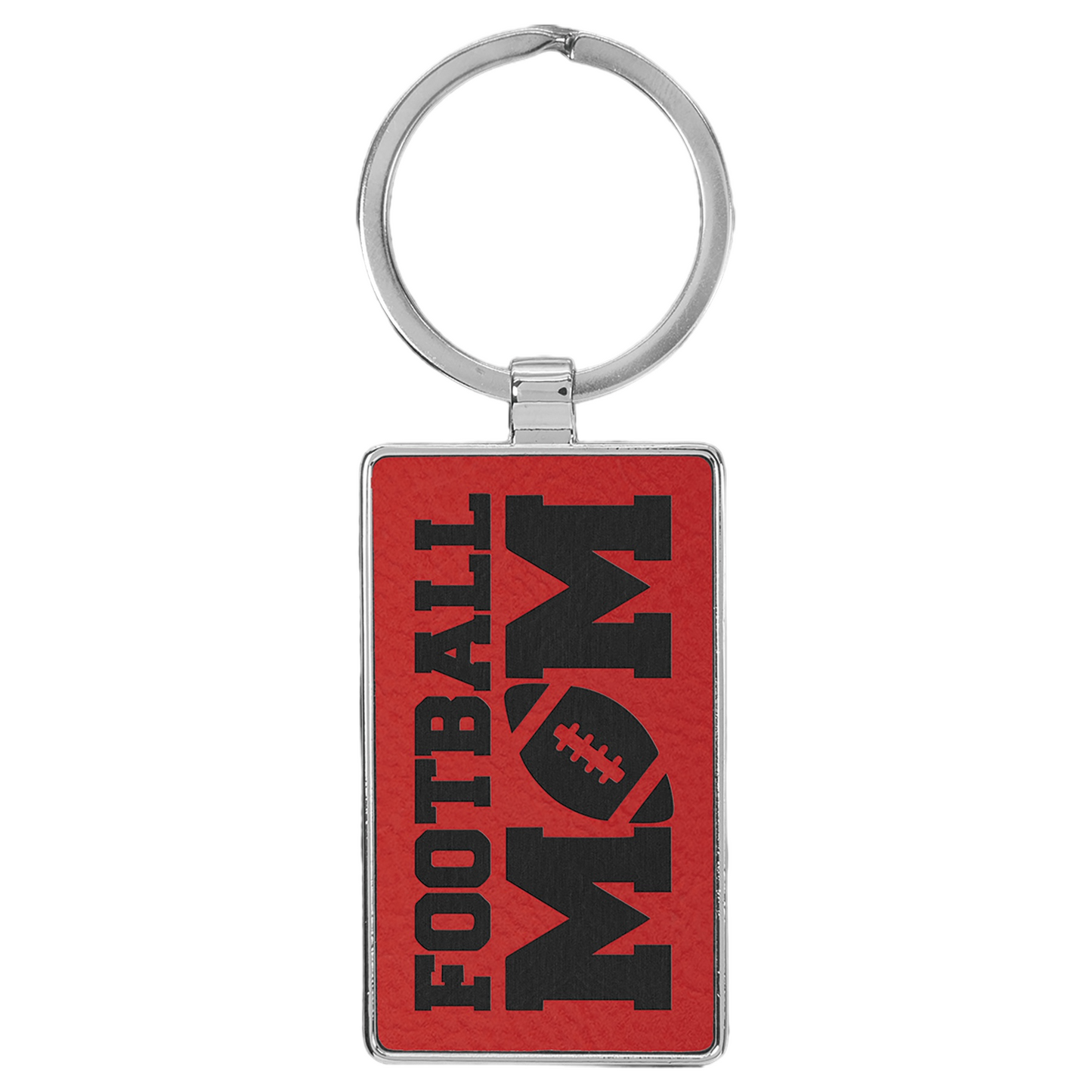 Your Logo on Metal Rectangle Leatherette Keychain