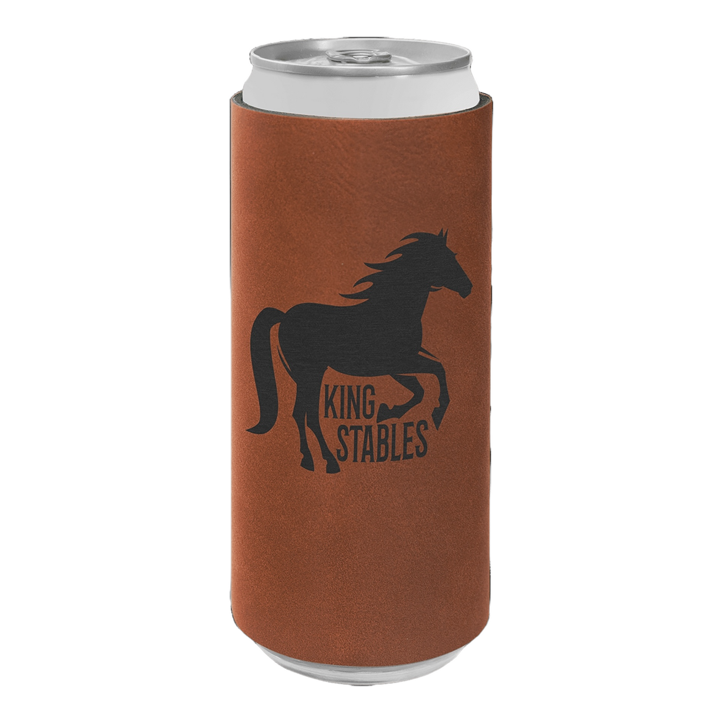 Your Logo on Slim Can Cooler Leatherette Beverage Holder