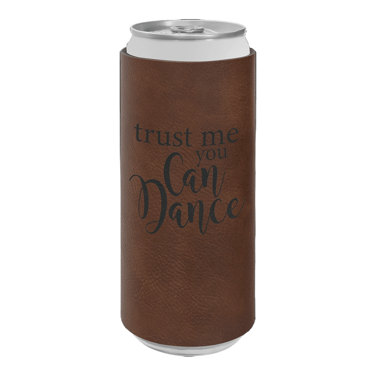 Your Logo on Slim Can Cooler Leatherette Beverage Holder