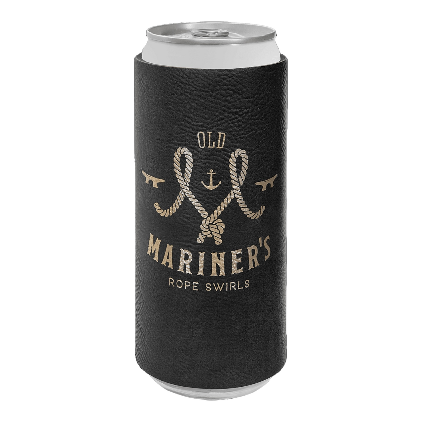 Your Logo on Slim Can Cooler Leatherette Beverage Holder