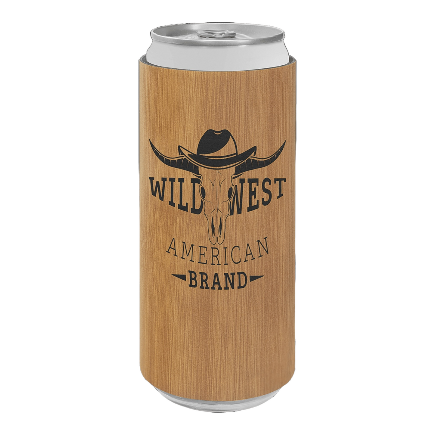 Your Logo on Slim Can Cooler Leatherette Beverage Holder