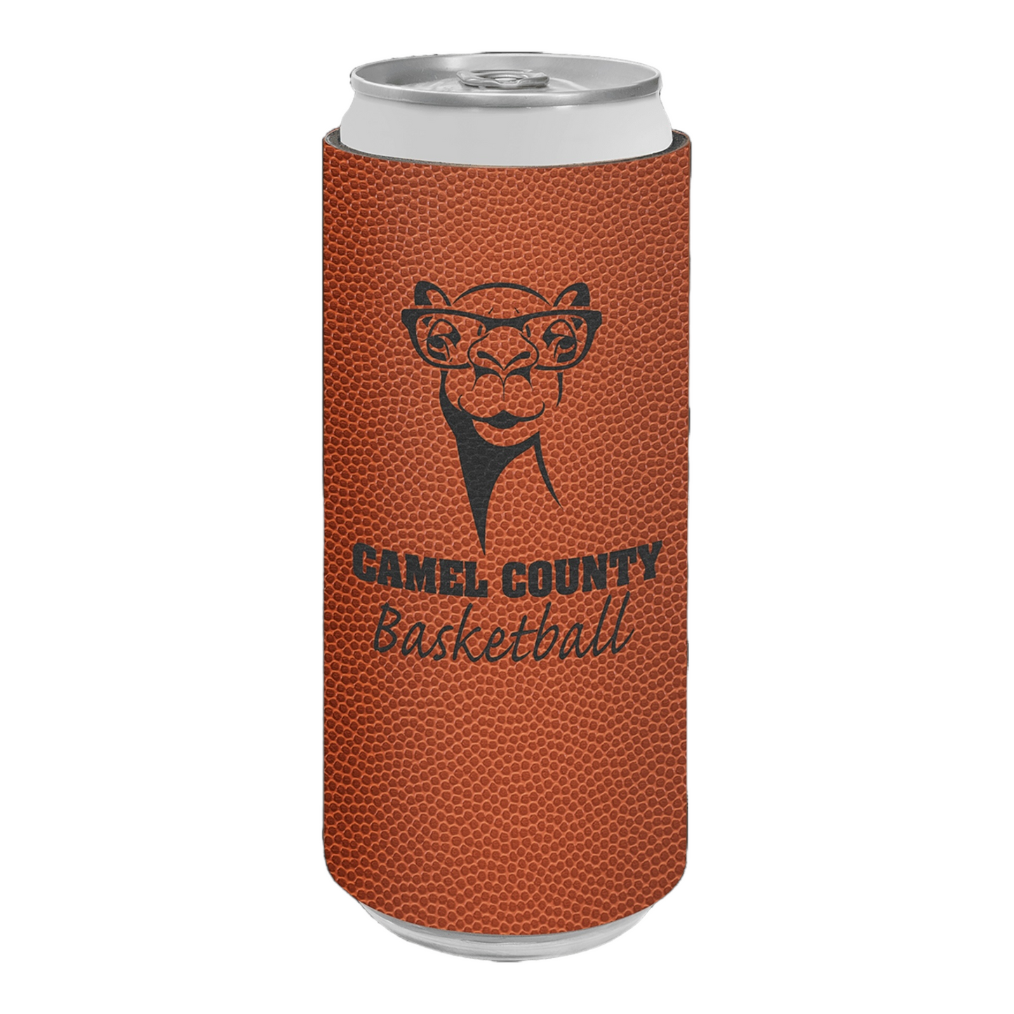 Your Logo on Slim Can Cooler Leatherette Beverage Holder