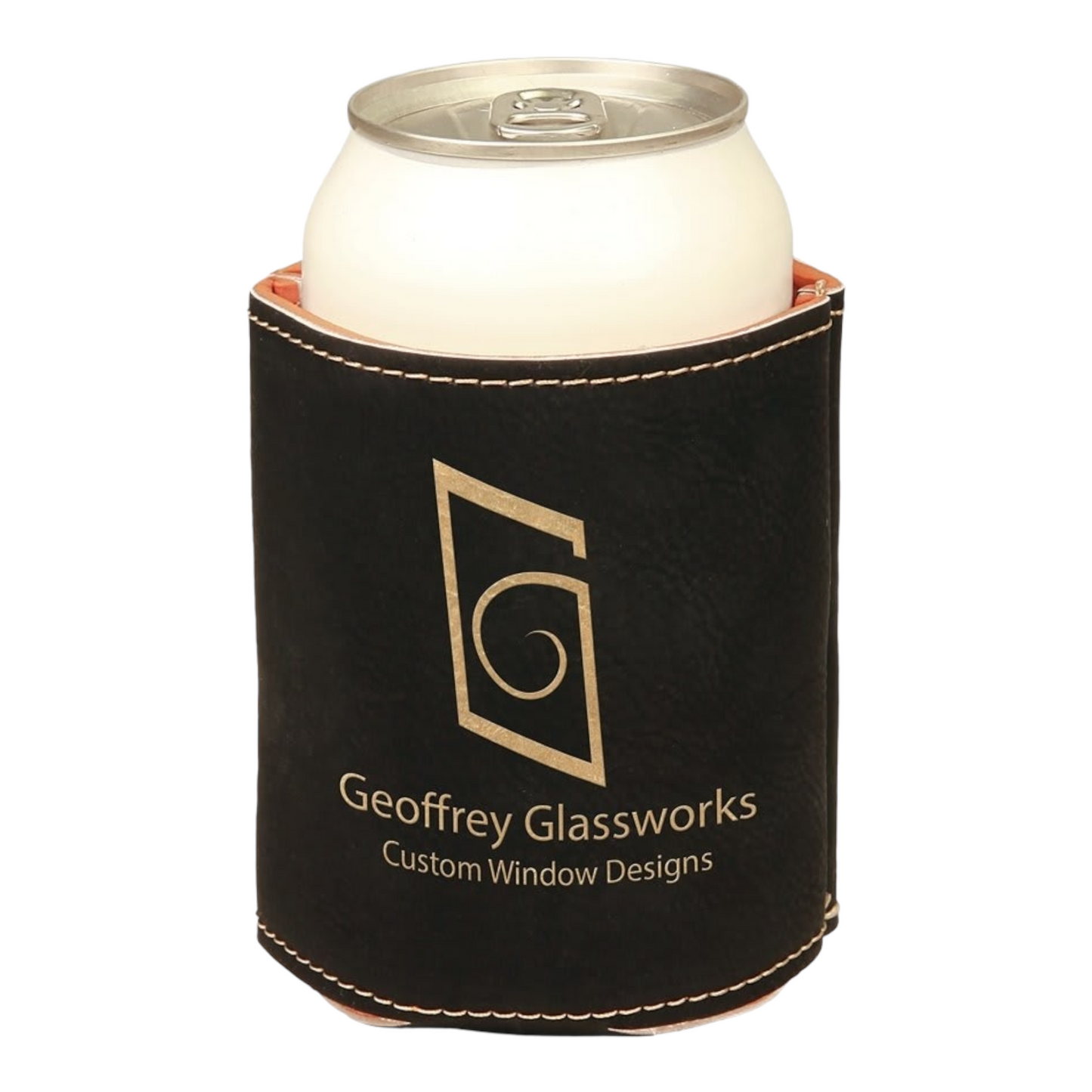Your Logo on 12oz Can Cooler Leatherette Beverage Holder