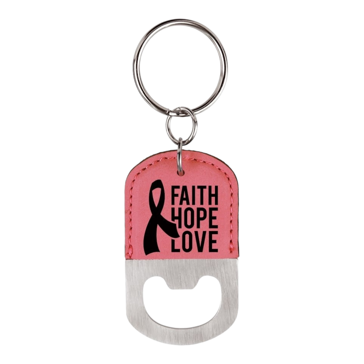 Your Logo on Stainless Oval Leatherette Bottle Opener Keychain