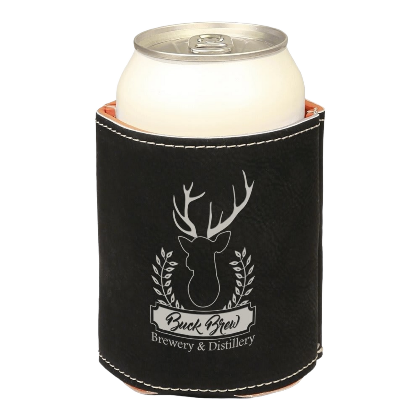 Your Logo on 12oz Can Cooler Leatherette Beverage Holder