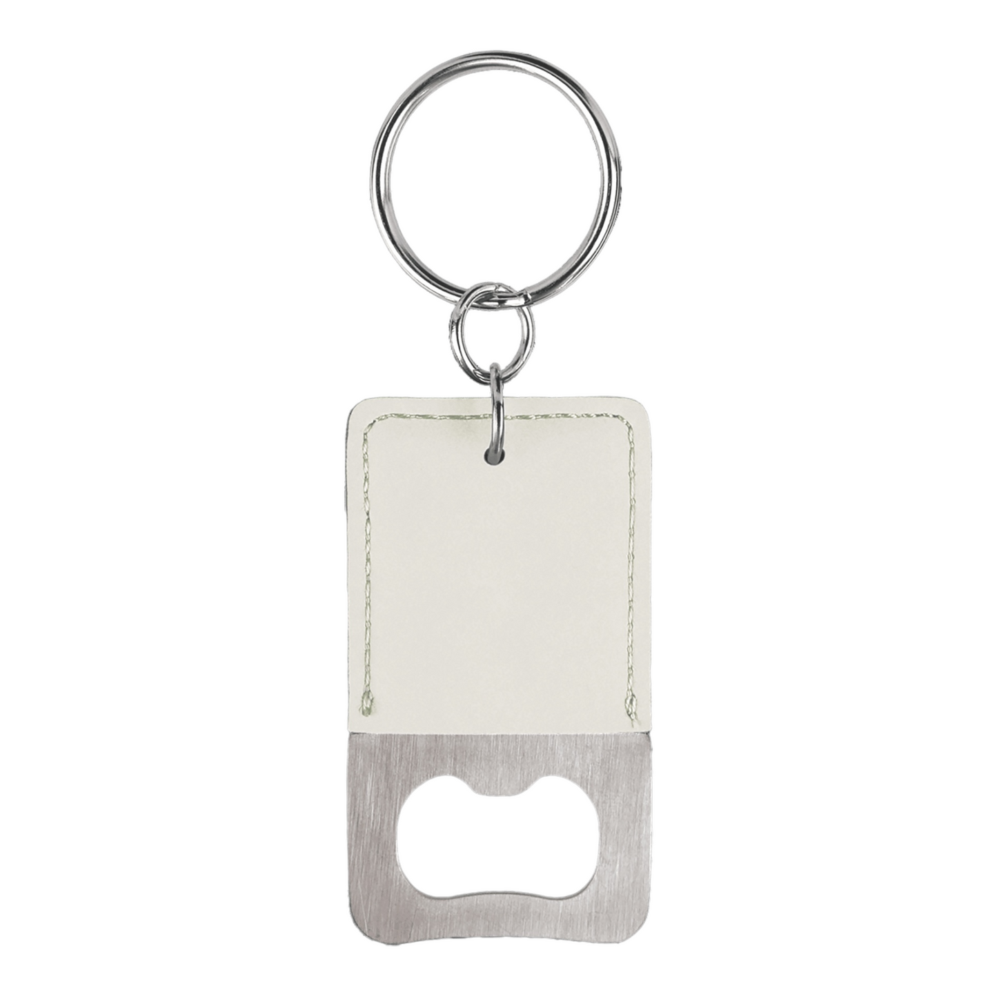 Your Logo on Stainless Rectangle Leatherette Bottle Opener Keychain
