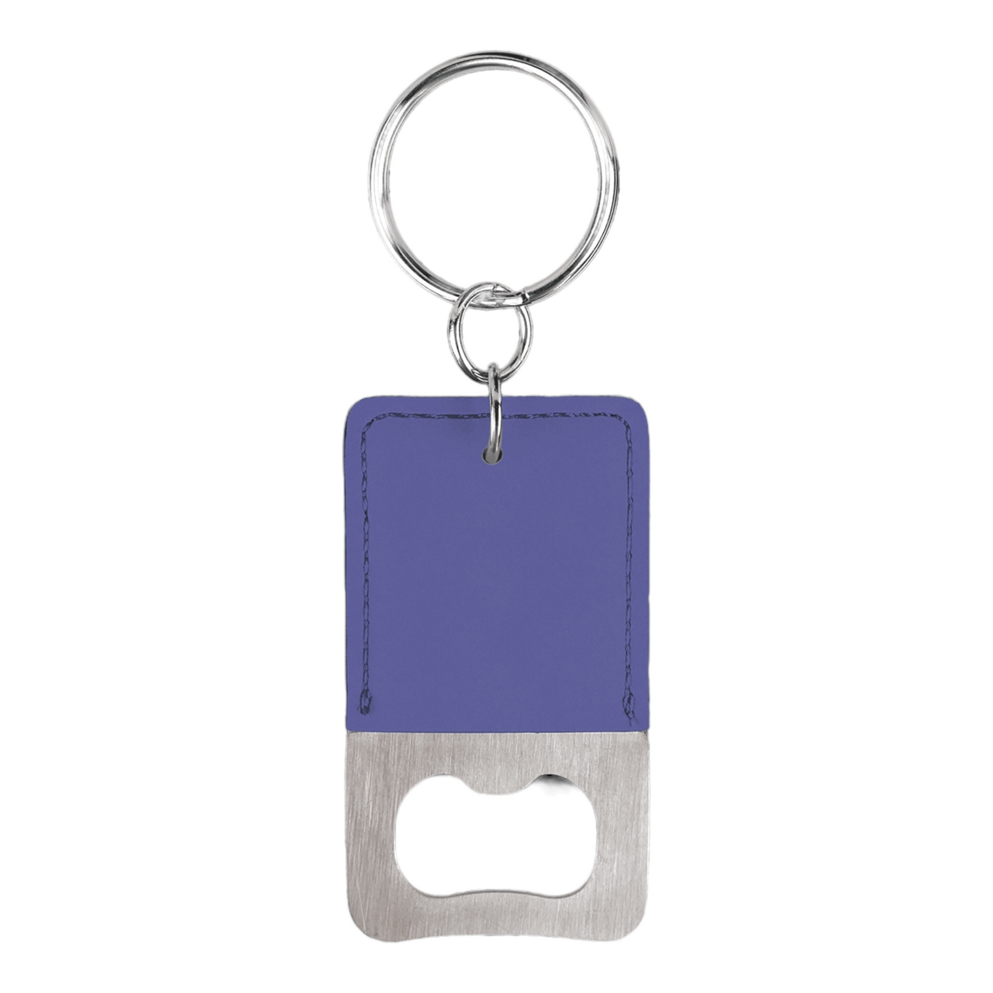 Your Logo on Stainless Rectangle Leatherette Bottle Opener Keychain