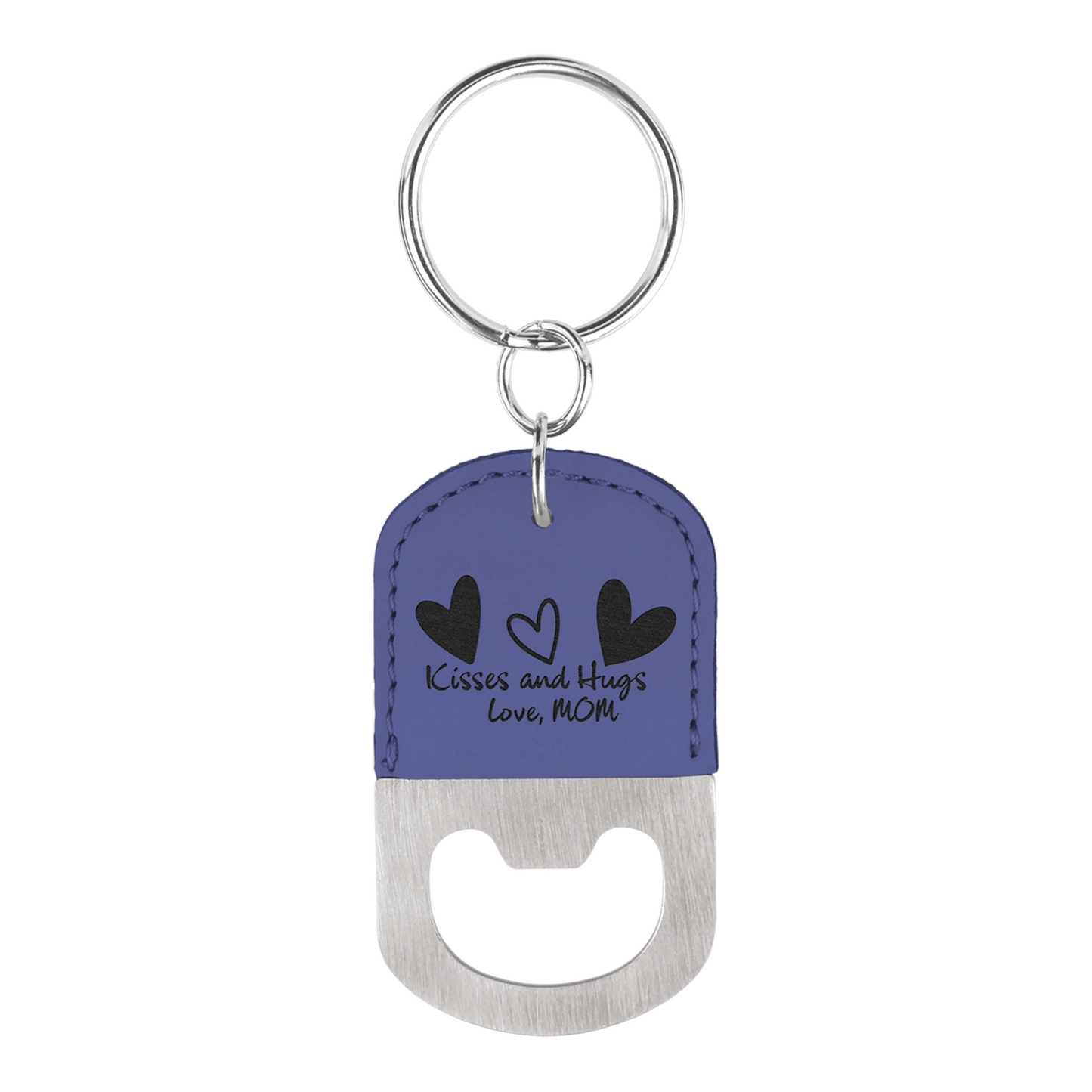 Your Logo on Stainless Oval Leatherette Bottle Opener Keychain