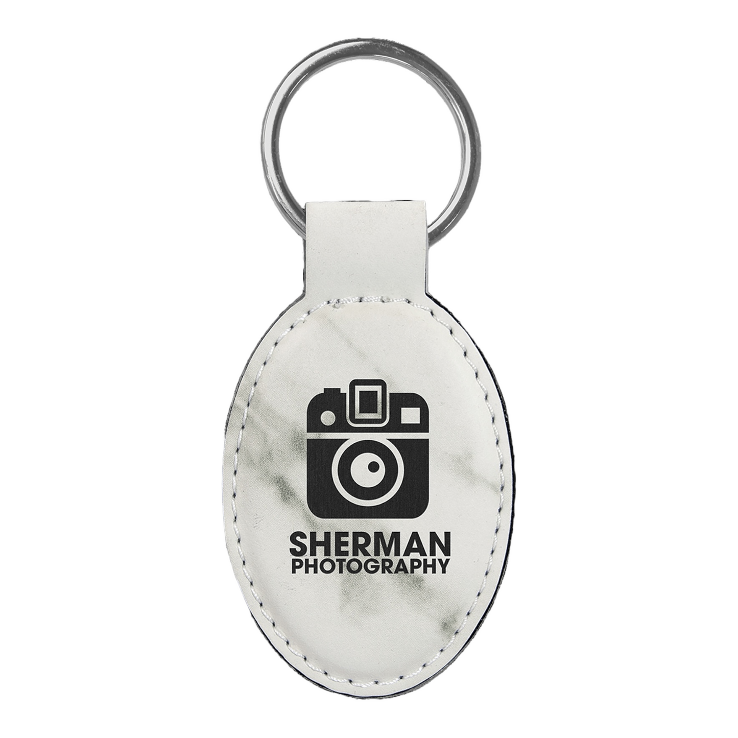 Your Logo on Oval Leatherette Keychain