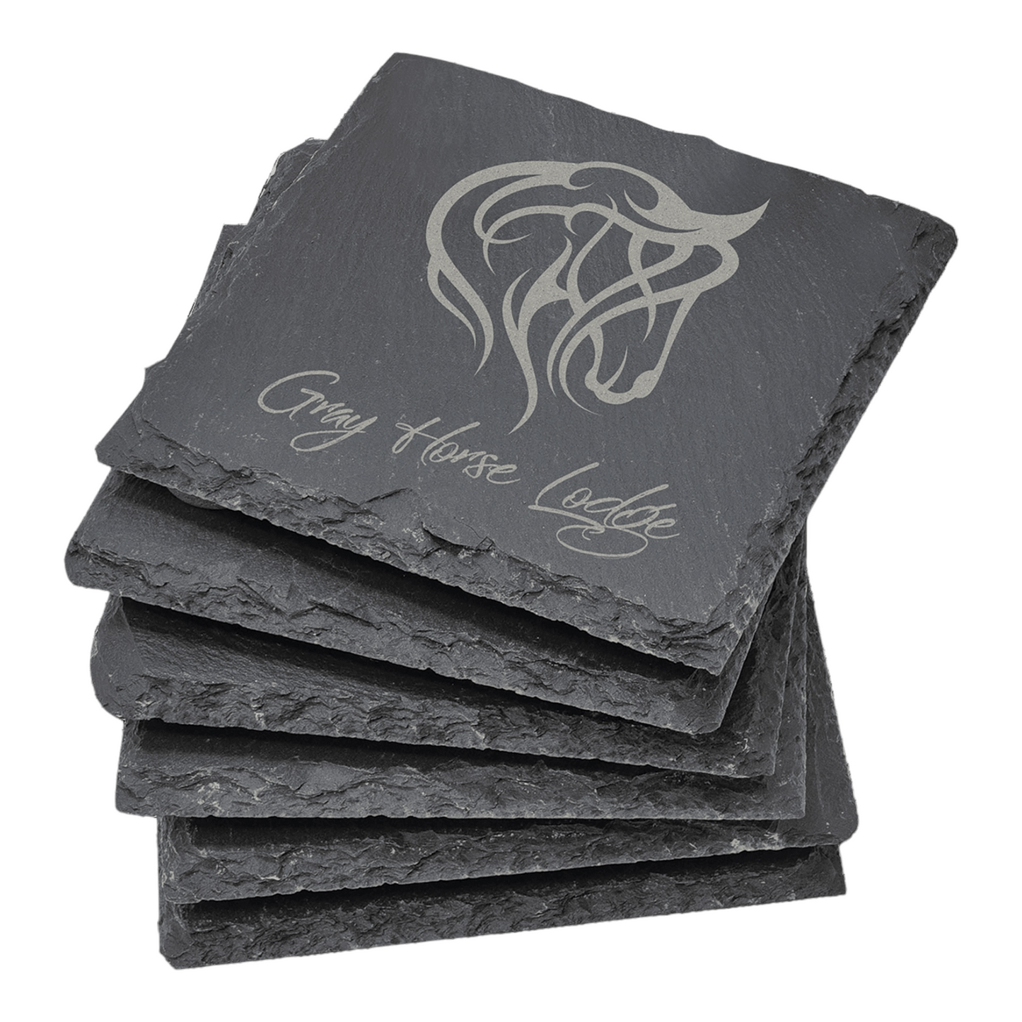 Your Logo on 4” Square Slate Coaster 6 Piece Set