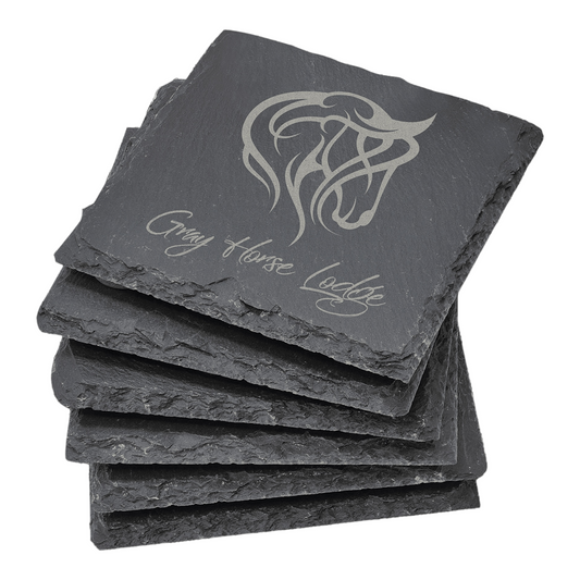 Your Logo on 4” Square Slate Coaster 6 Piece Set
