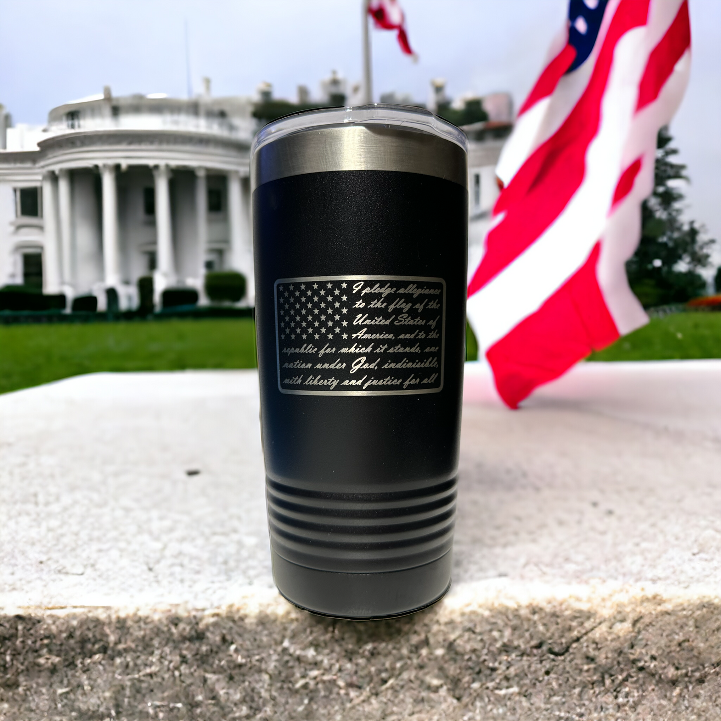 American Flag Pledge of Allegiance 20oz Insulated Tumbler with Clear Slider Lid