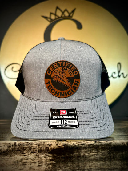 Certified Zip Tie Technician Round Logo Patch Hat