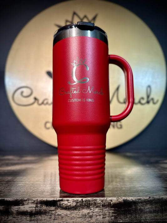 Your Logo on a Stainless Insulated 40oz Tumbler with Handle, Straw, & Lid