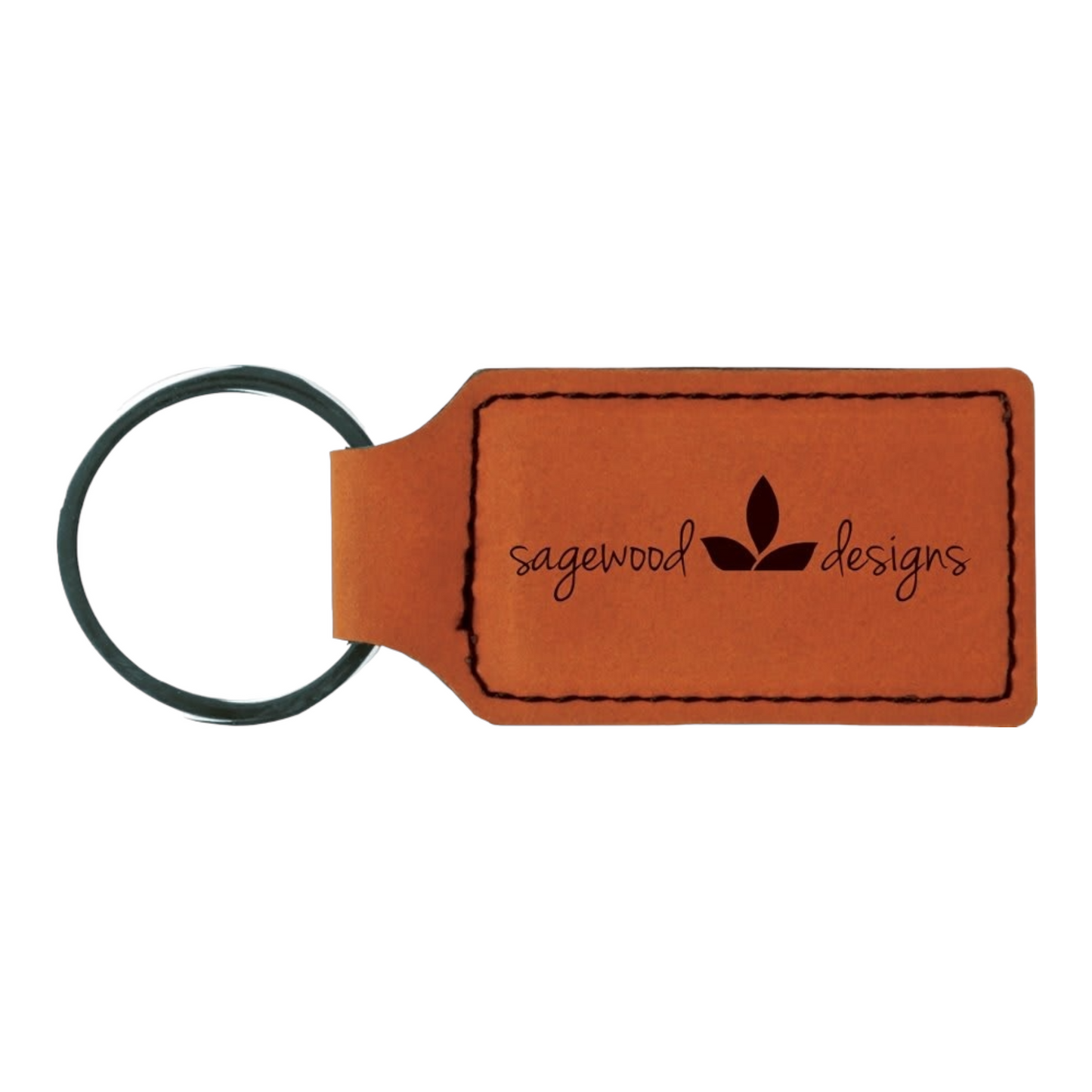 Your Logo on Rectangle Leatherette Keychain