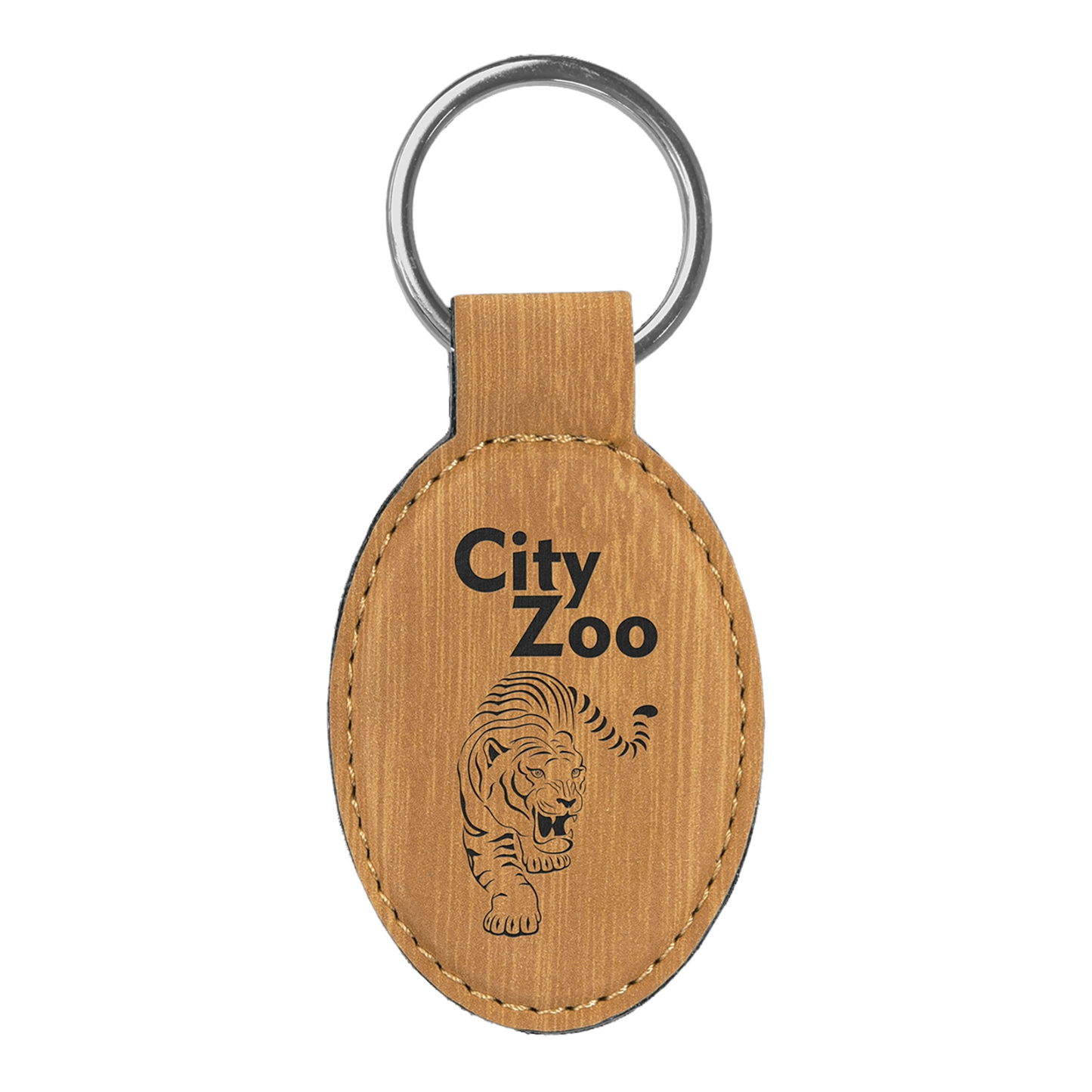 Your Logo on Oval Leatherette Keychain