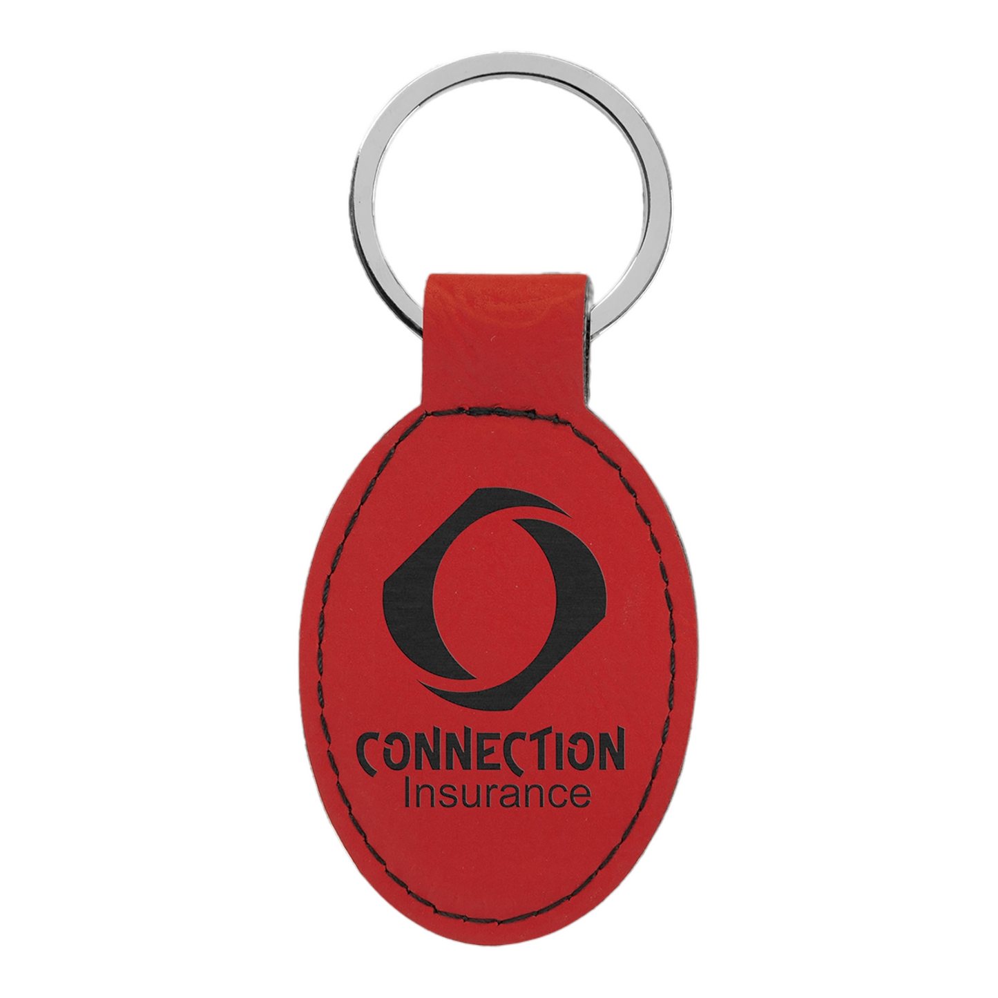 Your Logo on Oval Leatherette Keychain