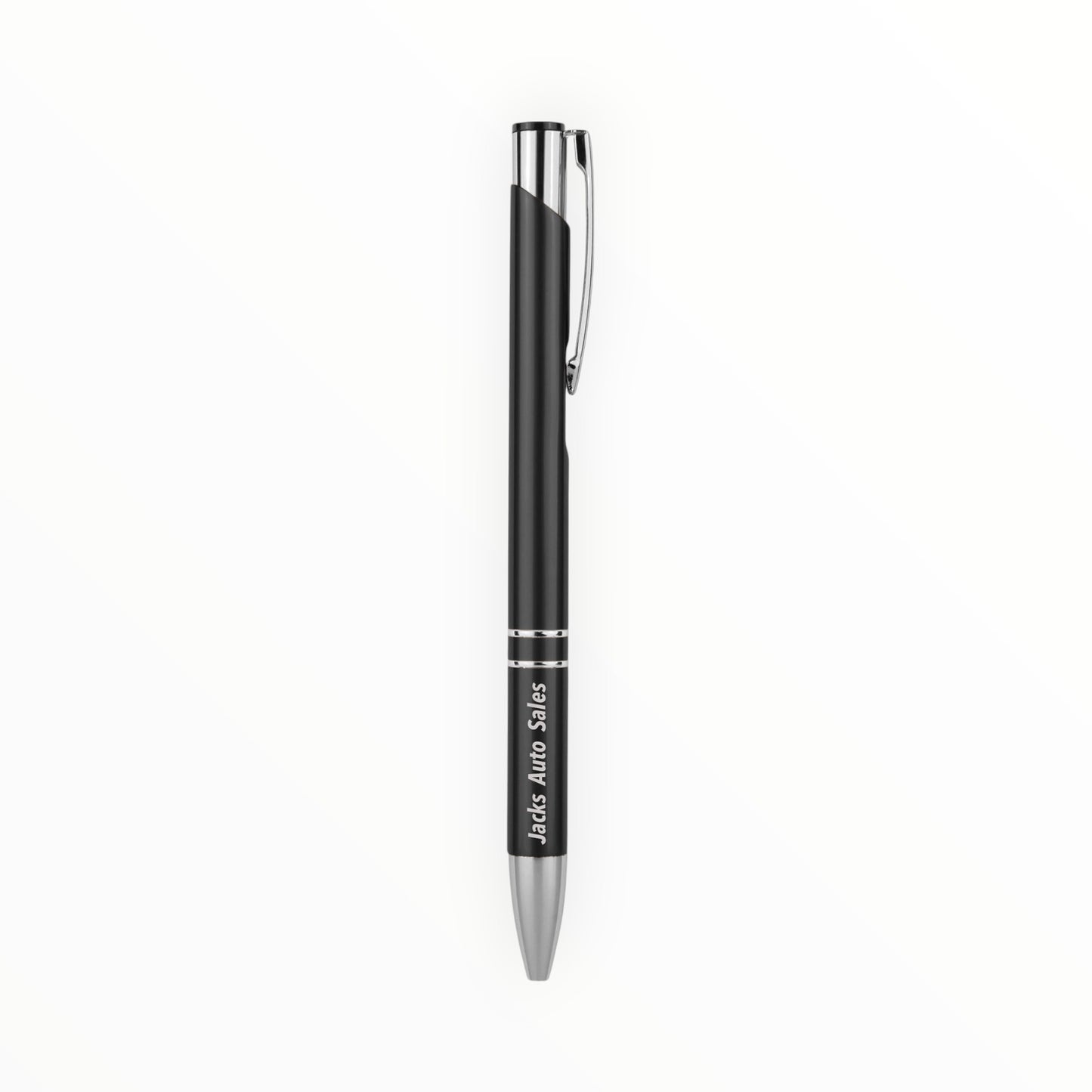 Anodized Aluminum Metal Click Top Gloss Ballpoint Pen Black Ink with Your Logo, Branding, or Contact Info