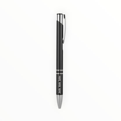 Anodized Aluminum Metal Click Top Gloss Ballpoint Pen Black Ink with Your Logo, Branding, or Contact Info