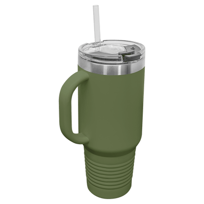 Your Logo on a Stainless Insulated 40oz Tumbler with Handle, Straw, & Lid