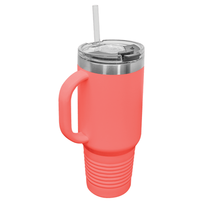 Your Logo on a Stainless Insulated 40oz Tumbler with Handle, Straw, & Lid