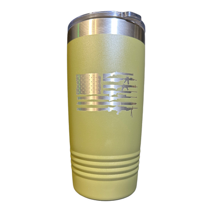 American Flag Guns 20oz Insulated Tumbler with Clear Slider Lid