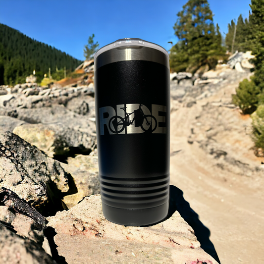 RIDE MTB Mountain Bike 20oz Insulated Tumbler with Clear Slider Lid